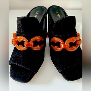 Gorgeous NWOT Black suede high heel sandals